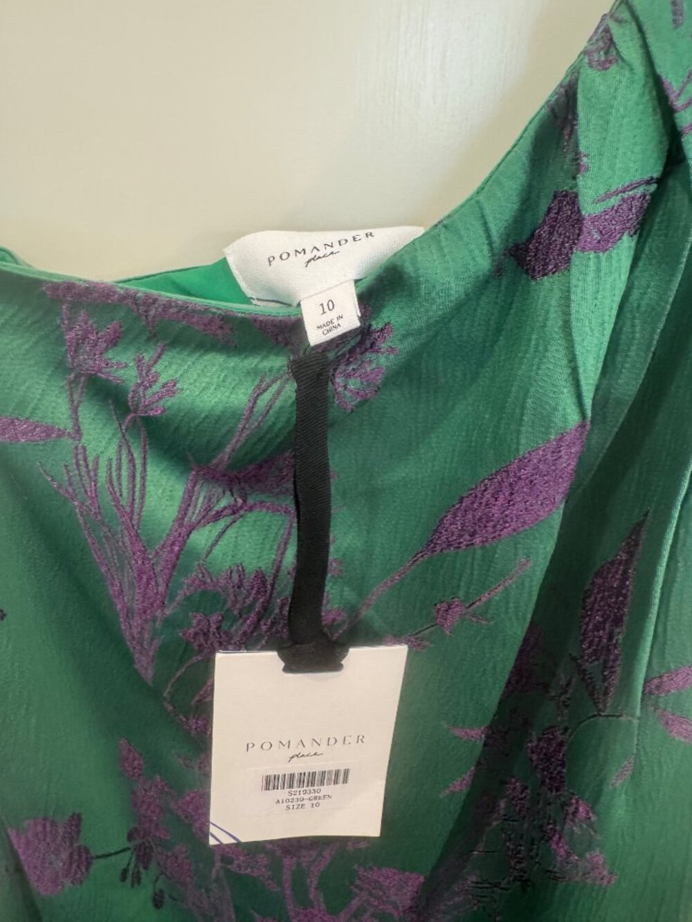 NWT Tuckernuck Pomander Place Emerald Jacquard Soleil Gown One Shoulder Sz 10 - Picture 3 of 4
